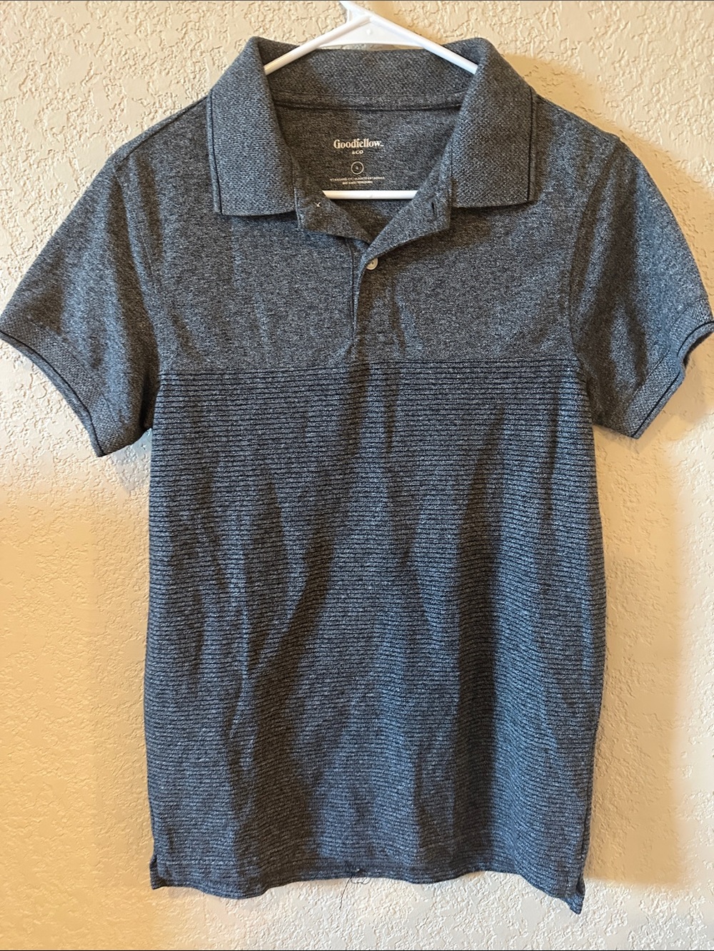 Goodfellow & Co Men's Dark Heather Gray Polo with Textured Stripe